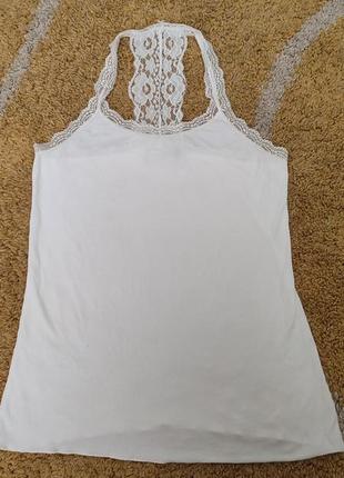 Женская майка в рубчик с кружевом kaffe размер м