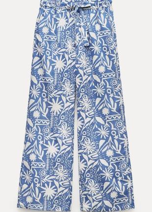 Костюм zara брючный палаццо купить коттон брюки широкие рубашка новый оригинал s м5 фото