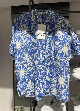 Костюм zara брючный палаццо купить коттон брюки широкие рубашка новый оригинал s м7 фото