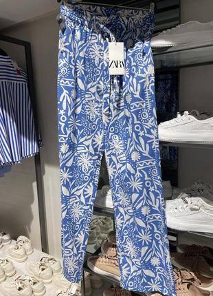 Костюм zara брючный палаццо купить коттон брюки широкие рубашка новый оригинал s м8 фото