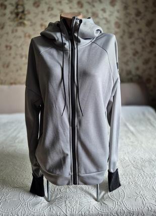Жіноча сіра спортивна кофта з капюшоном adidas z n e daybreaker hood logo