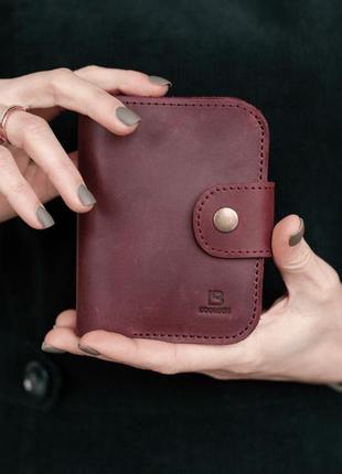 Жіночий гаманець  бордового кольору з натуральної вінтажної шкіри1 фото