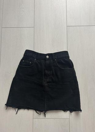 Джинсовая черная юбка zara