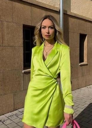 Сатинова сукня, плаття на запах zara