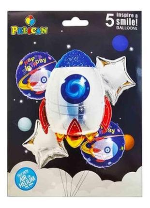 Набор из 5 шаров фольгированных "ракета" pelican 836968 knz