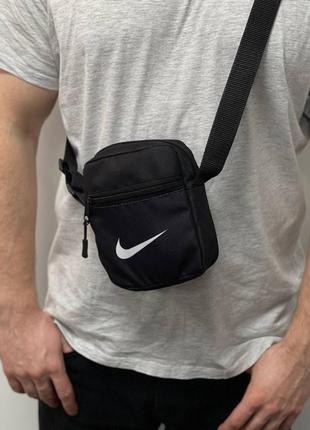 Невелика барсетка через плече  "nike mini" чорна з брендовим принтом найк