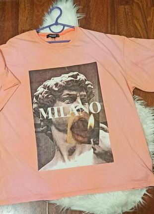 Женская розовая неоновая оверсайз футболка missguided milano принт яркий принт
