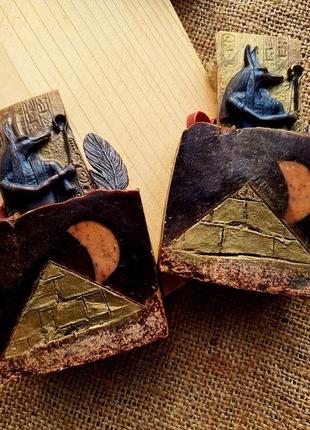 «анубіс», натуральне мило, з нуля. шоколадне. шматочок. кускове. ручна робота. єгипет. піраміди.5 фото