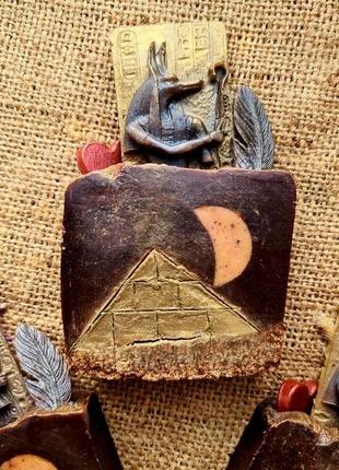 «анубіс», натуральне мило, з нуля. шоколадне. шматочок. кускове. ручна робота. єгипет. піраміди.1 фото