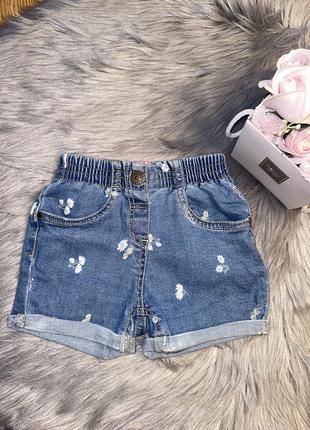 Красивые стильные джинсовые шорты с цветочками для девочки 1,5/2р1 фото