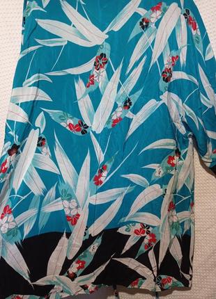 Ро26 шелковая винтажная гламурная длинная бирюзовая женская блуза туника на запах с...