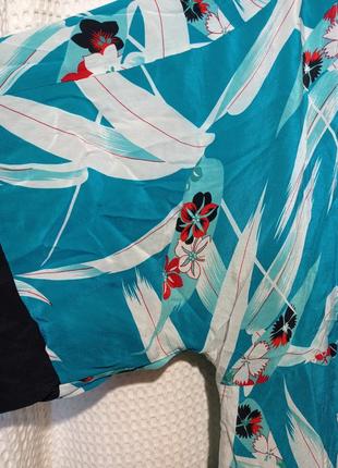 Ро26 шелковая винтажная гламурная длинная бирюзовая женская блуза туника на запах с...