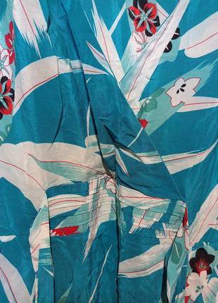 Ро26 шелковая винтажная гламурная длинная бирюзовая женская блуза туника на запах с...