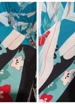 Ро26 шелковая винтажная гламурная длинная бирюзовая женская блуза туника на запах с...