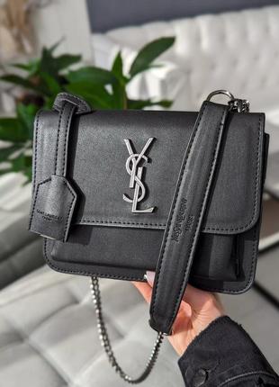 Жіноча сумочка клатч yves saint-laurent lux чорний гладкий хром