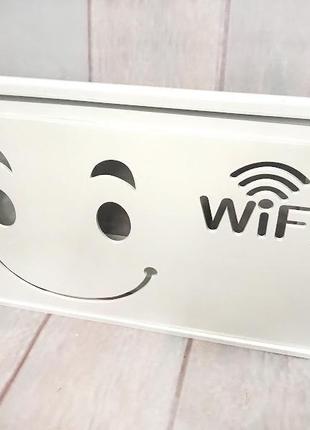 Коробка для роутера на стену "smile wi-fi" 40х20х8 см белая2 фото