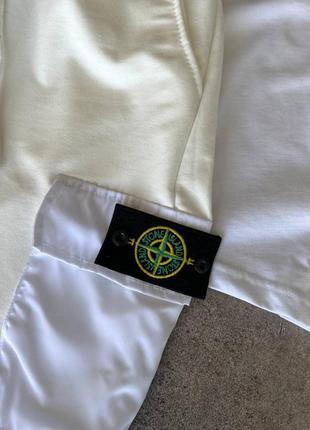 Чоловічий спортивний комплект stone island ☀️ на літо-весну у біло-молочному кольорі premium якості, стильний та зручний костюм на кожен день6 фото