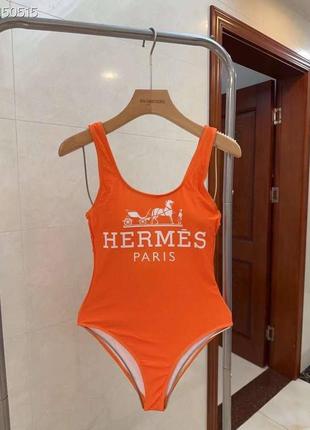 Купальник в стилі hermes оранж суцільний