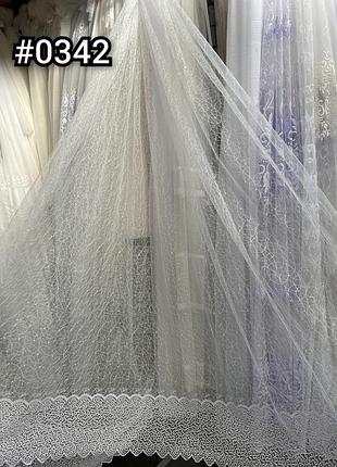 Гардина красивой вышивкой павутинка не дорогая фатин тюль сетка в белом цвете турецкая для спальни  гостевой