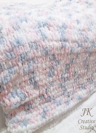 Плед "ніжність" handmade з плюшевою пряжі