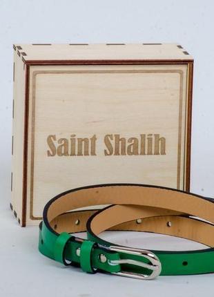 Зелений шкіряний жіночий ремінь saint shalih3 фото