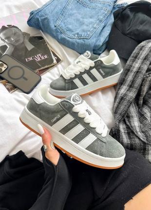 Замшевые кроссовки adidas campus grey