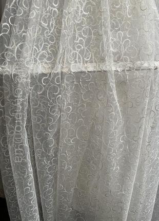 Тюль фатин кольору айворі+золото густою красивою вишивкою недорога гардина сітка...