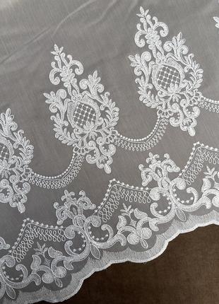 Премиум тюль бамбук вышивкой шнурок по низу в белом цвете шикарная турецкая гардина