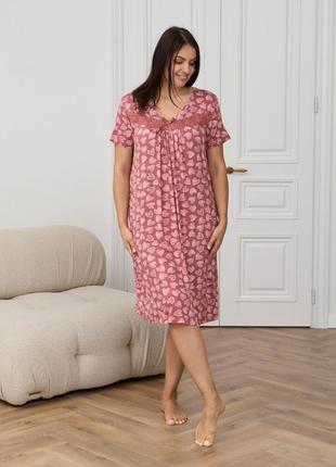 Ночая сорочка с кружевом вискоза сердечка размер 2xl, 3xl, 4xl, 5xl