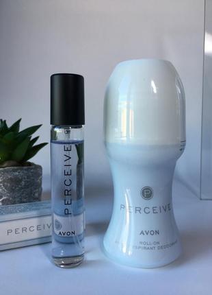 Набор perceive: парфюмированная вода 10 мл, шариковый дезодорант, 50 мл avon, эйвон персов