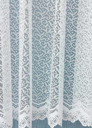 Коротка гардина 1.60 висота, щільний жакард у білому кольорі. тюль турецька сітка