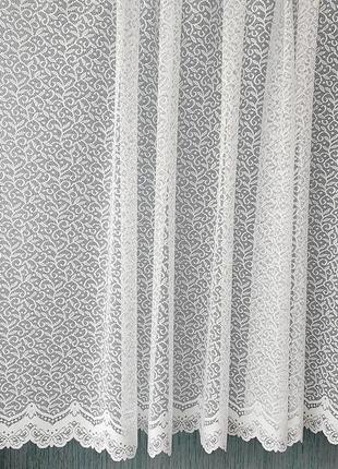 Коротка гардина 1.60 висота, щільний жакард у білому кольорі. тюль турецька сітка