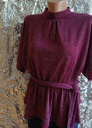 🍭 шикарная бордовая блузка с люрексом2 фото