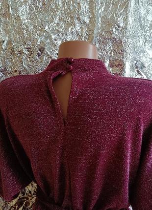 🍭 шикарная бордовая блузка с люрексом4 фото