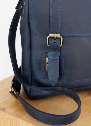 Чоловіча сумка для документів або ноутбука ручної роботи з натуральної вінтажній шкіри синього кольору4 фото