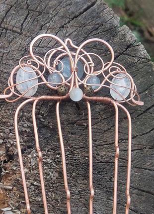 Гребень с натуральными камнями