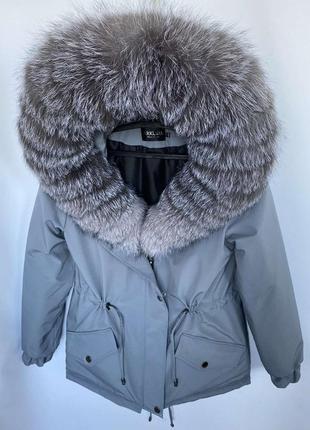 Женская зимняя парка с натуральным мехом блюфрост bluefrost шаль, 42-60 размеры