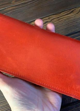 Кошелек slim wallet (красная кожа)5 фото