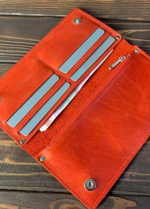 Гаманець slim wallet (червона шкіра)8 фото