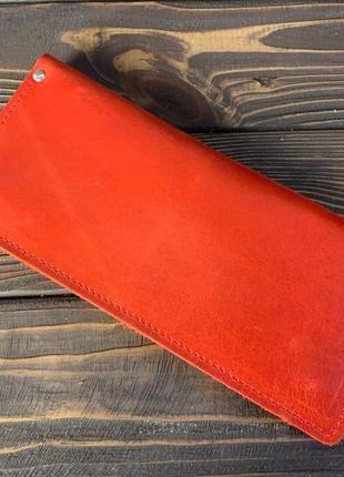 Гаманець slim wallet (червона шкіра)3 фото