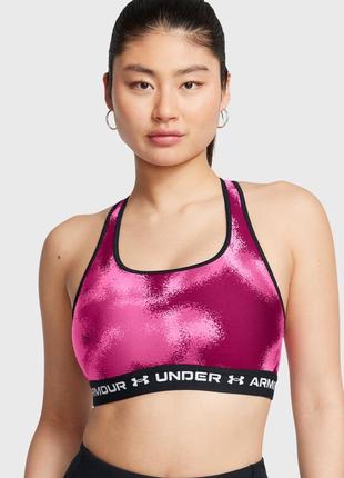 Женский малиновый спортивный топ ua crossback mid print