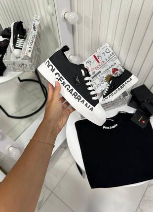 Кожаные кеды в стиле dolce gabbana