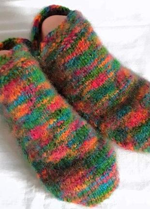 Теплі махрові в'язані ручної роботи чоловічі короткі шкарпетки сліди, розмір 42-444 фото