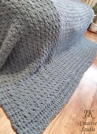 Плед "візерунковий" handmade з плюшевою пряжі