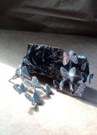 Серьги-трансформеры с бабочками