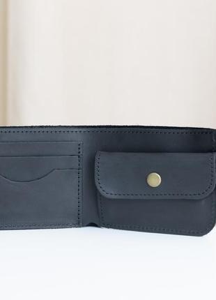Вместительный кошелек ручной работы арт. 101 черного цвета из натуральной винтажной кожи6 фото