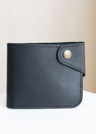 Вместительный кошелек ручной работы арт. 101 черного цвета из натуральной винтажной кожи1 фото