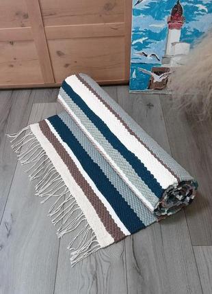 Коврик домотканый (250х70cм) половик дорожка из трикотажной пряжи накидка на диван3 фото