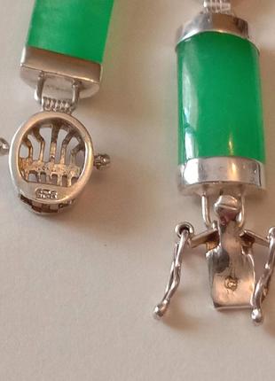 Серебряный браслет винтажный нефрит серебро3 фото