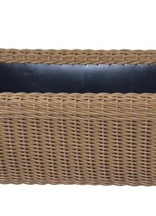 Корзина прямоугольная для дров (дровница) плетенная из искусственного ротанга ручной работы.2 фото